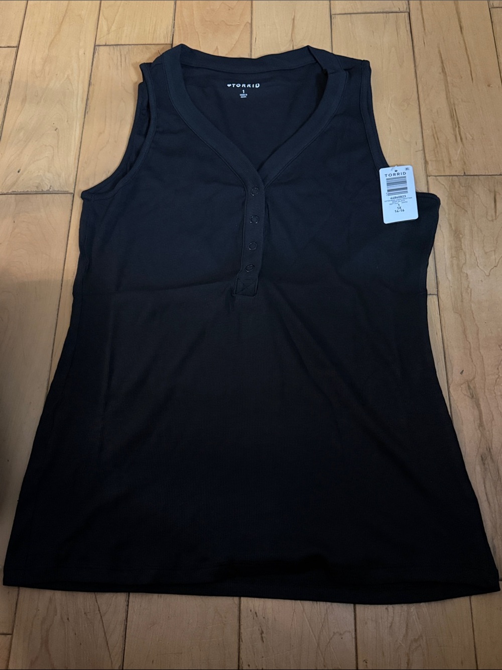 torrid Black Ribbed Henley-Style Tank Top